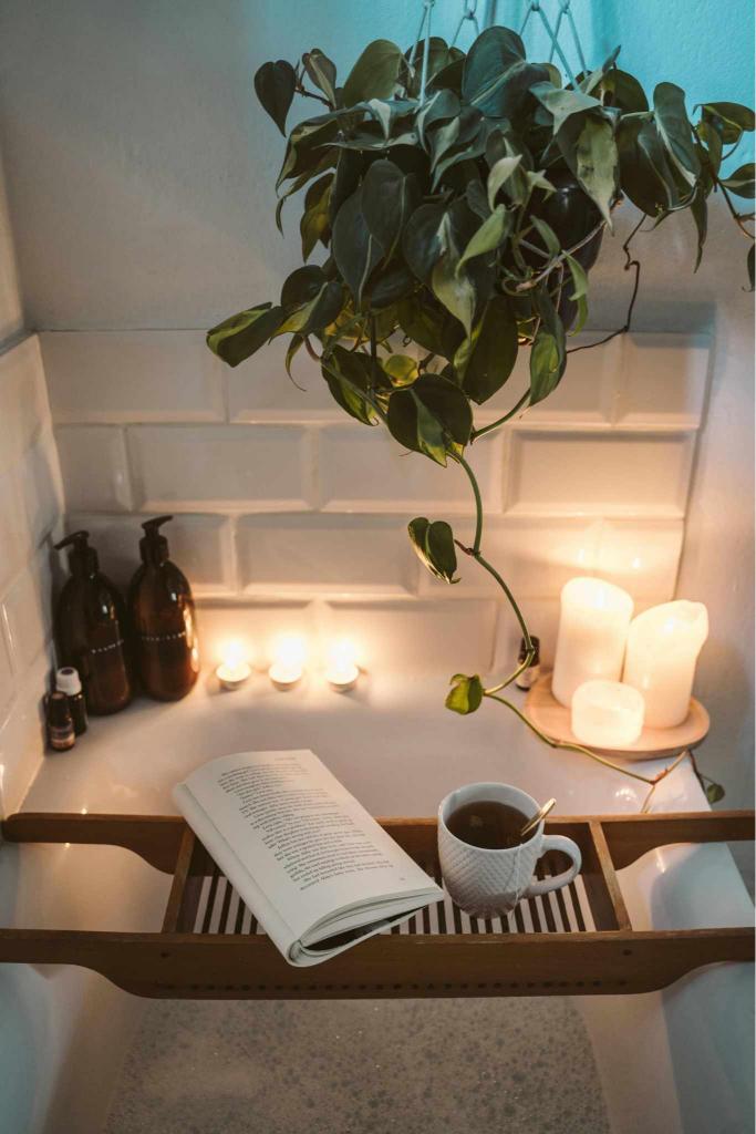 bathtub with candles