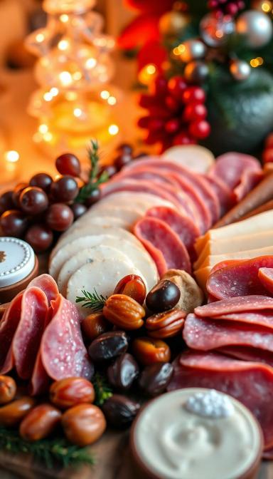 Christmas charcuterie board with dip