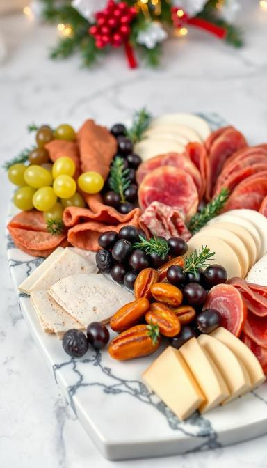 Christmas charcuterie on a marble board