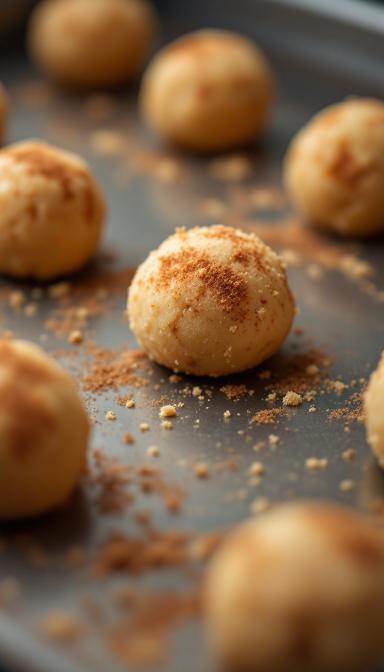 raw peanut butter snickerdoodle dough on cookie sheet