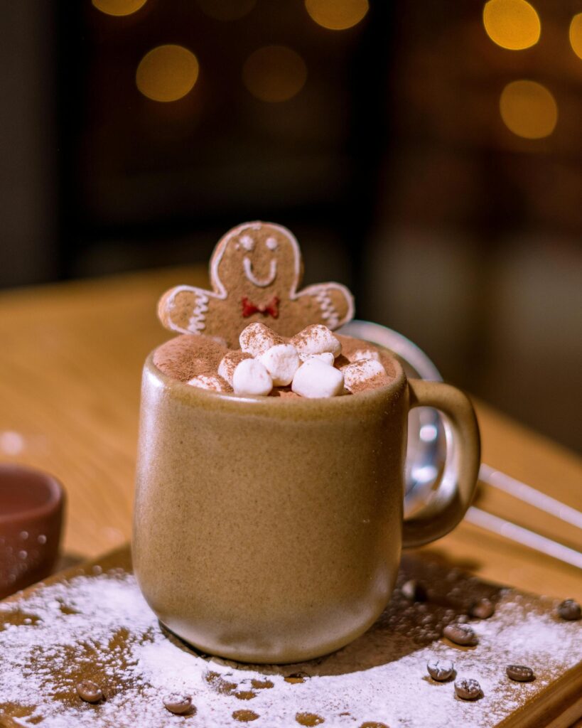 Gingerbread cookie in hot chocolate