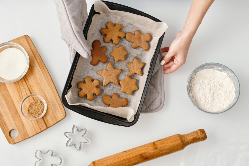 Preparing gingerbread cookies