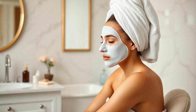 self care for mom. woman wearing a face masks