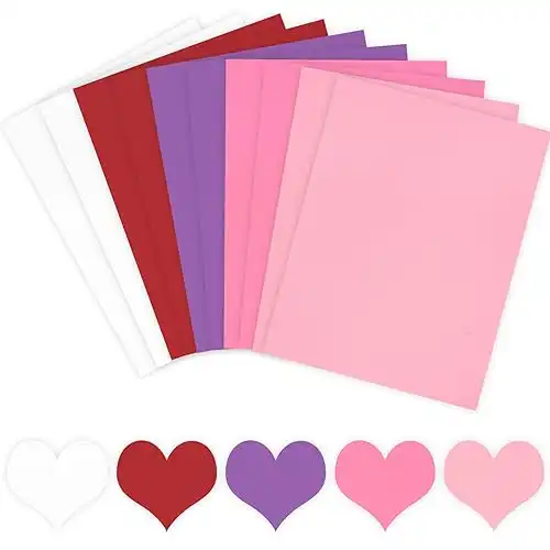 Whaline 50 Sheets 8.5 x 11 Inch Assorted Valentine Colored Card Stock