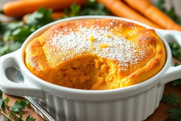 carrot souffle in casserole dish