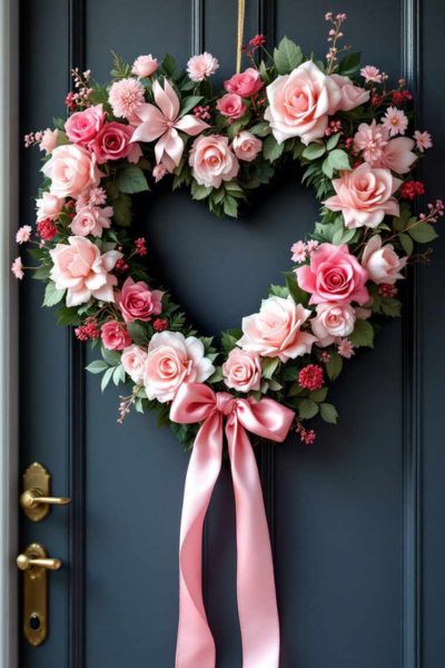 heart-shaped valentines wreath