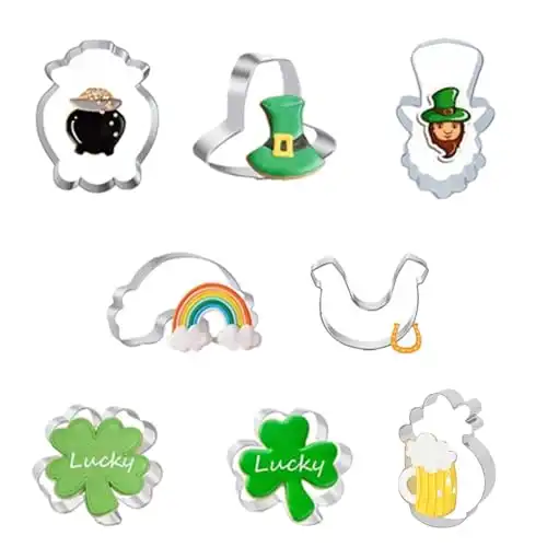 Meckerni 8 Pieces St. Patrick's Day Cookie Cutter Set