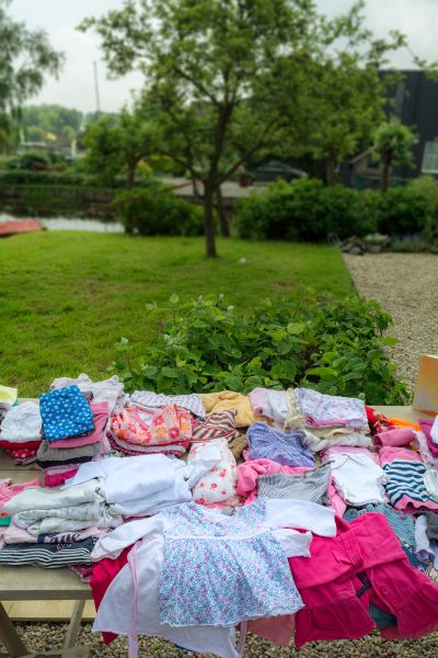 children's clothes at yard sale