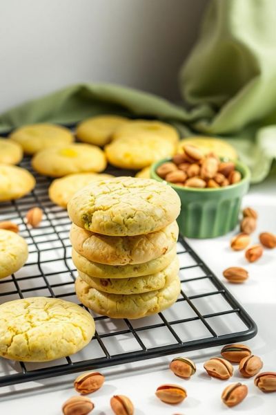 pistachio cookies stacked