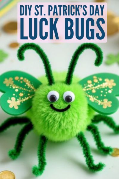 Cute green luck bug perfect for St. Patrick's Day crafts.