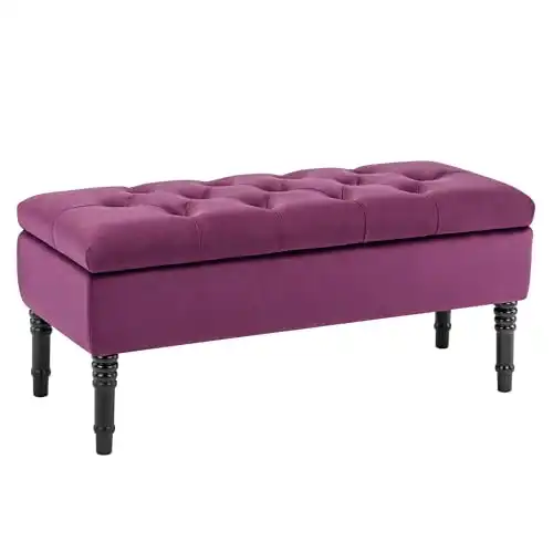 Velvet Storage Ottoman Bench