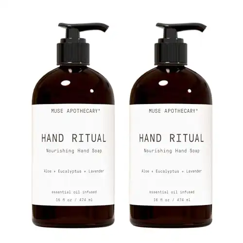 Muse Apothecary Hand Ritual - Aromatic and Nourishing Hand Soap, Infused with Natural Aromatherapy Essential Oils - USDA Certified Biobased - 16 oz, Aloe + Eucalyptus + Lavender, 2 Pack