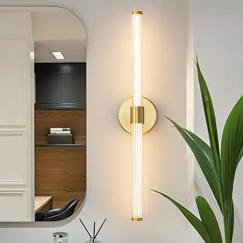 Gednbo LED Bathroom Light Fixtures Gold Bathroom Vanity Lights Over Mirror 360 Full Lighting Dimmable LED 22 inch Vanity Light Bar Modern Wall Sconce Warm Light for Bedroom Living Room