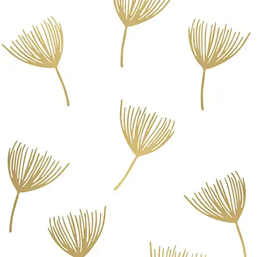 SHYJSHYJ A Room with Metallic Gold Vinyl Flowers Wall Decals, Peel and Stick Modern Floral Dandelion Pappus Stickers for Bedroom Livingroom Home Wall Art Decor