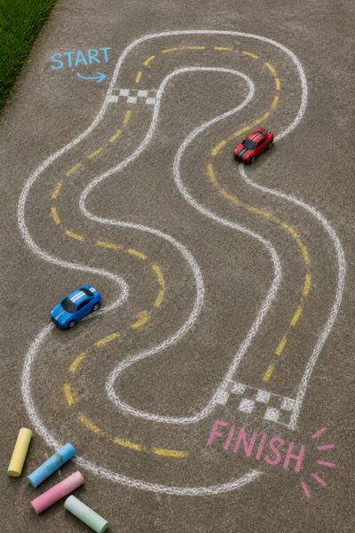 Race Track side walk chalk inspiration